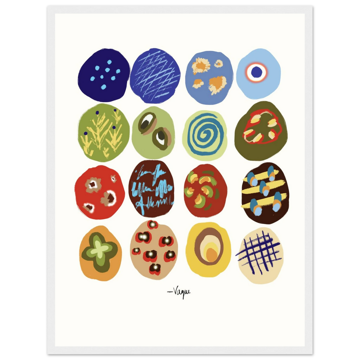 Festa colorful abstract print in a slim silver-tone frame