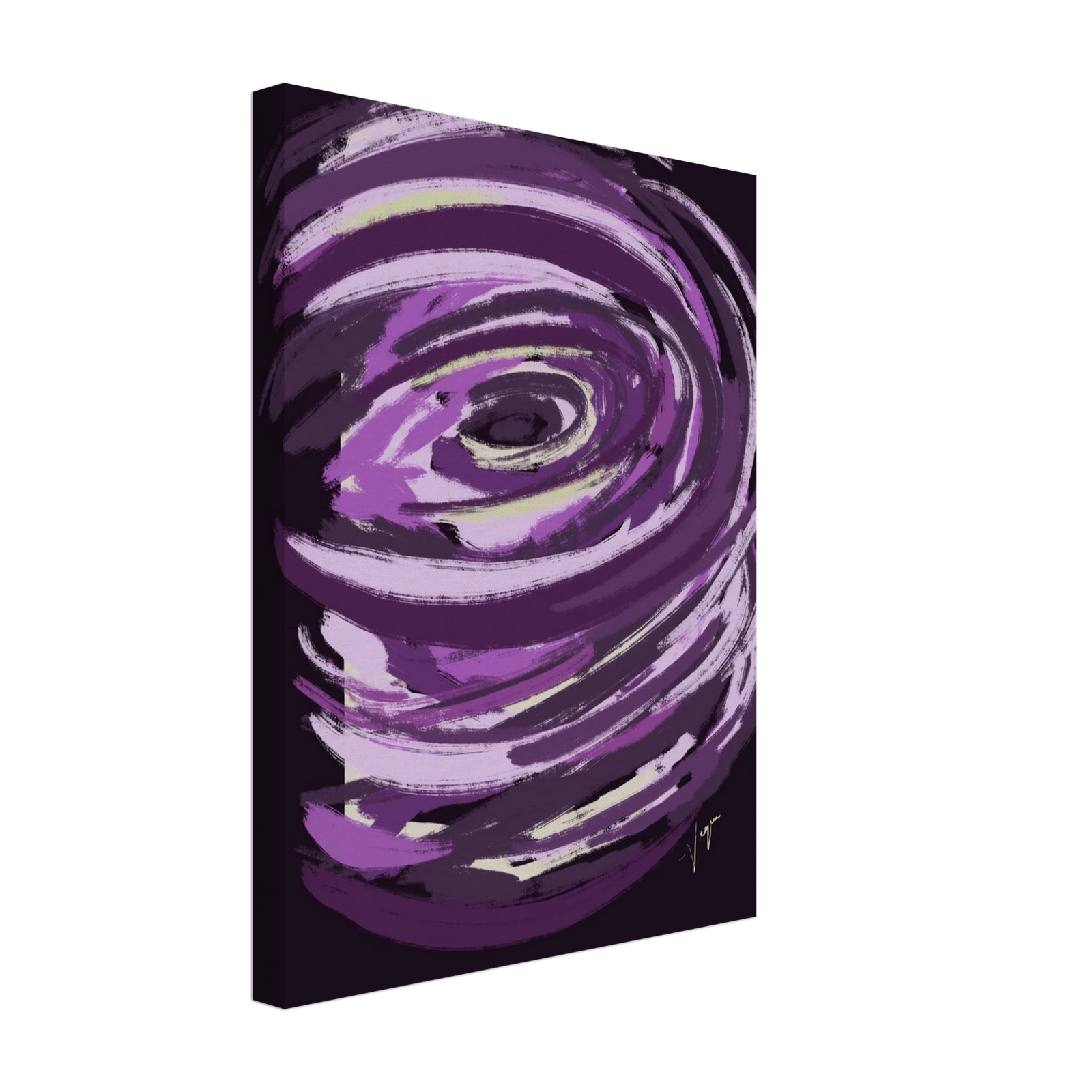 Purple abstract canvas with eye motif, no frame