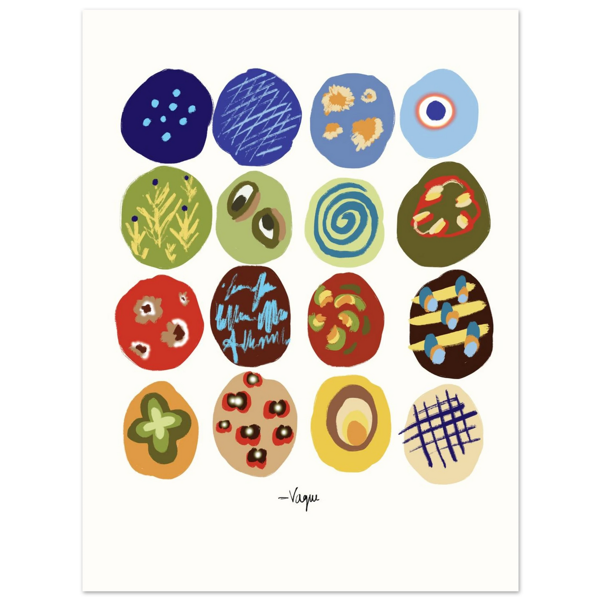 Festa print with colorful abstract shapes, unframed